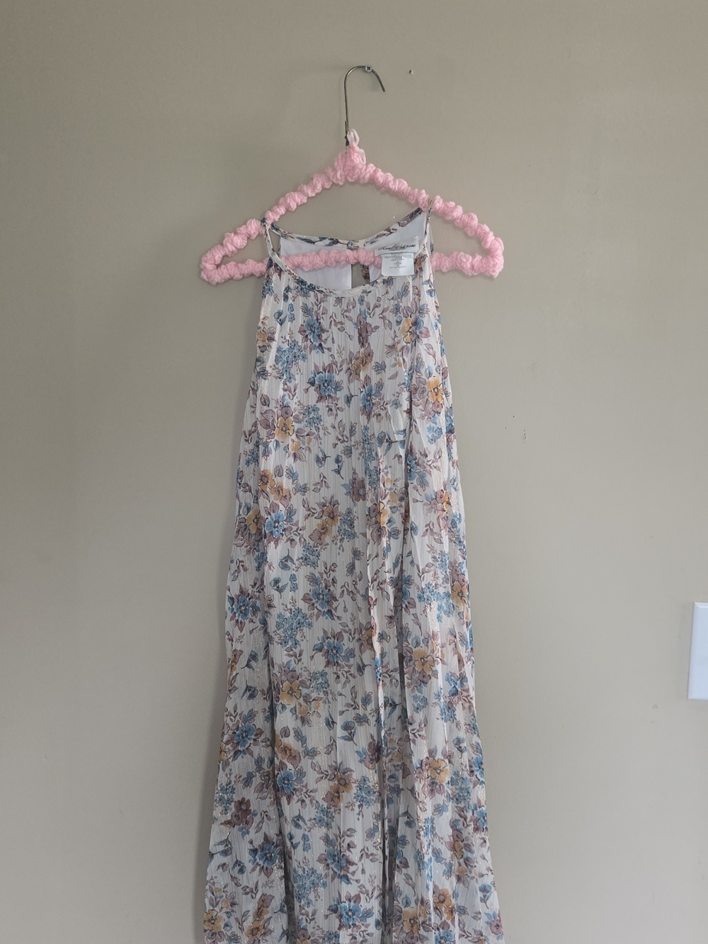 Rare Editions Floral Dress in White with Blue & Pink Accents